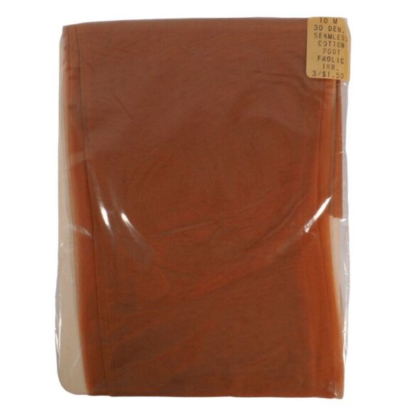 Vintage Nylon Stockings Seamless 3 Pr Size 10 M Cotton Foot Frolic Irr NOS - Picture 2 of 5